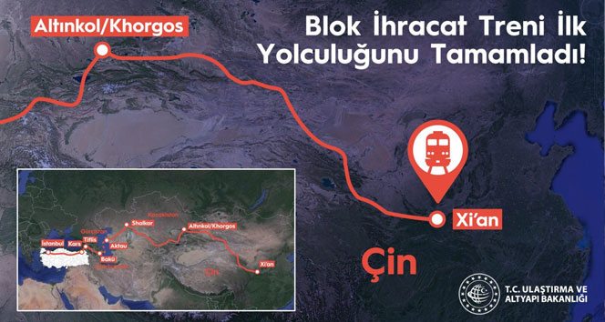 İlk blok ihracat treni Çin’e ulaştı