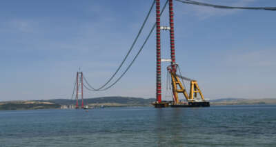 1915 Çanakkale Köprüsü Asya kulesine ilk tabliye bloğu getirildi
