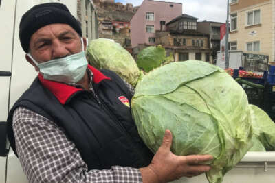 Kış mevsiminin gözdesi Bayburt lahanası tezgâhlarda yerini aldı