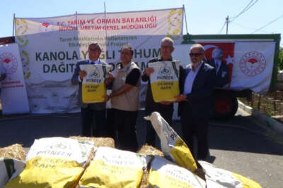 Silivri’de çiftçilere kanola tohumu dağıtıldı